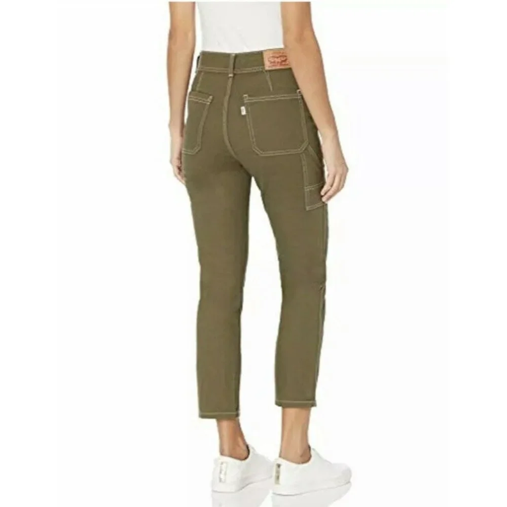 Levi's 724 High Rise Carpenter Cropped Straight Leg Olive Night Women's Jeans SZ